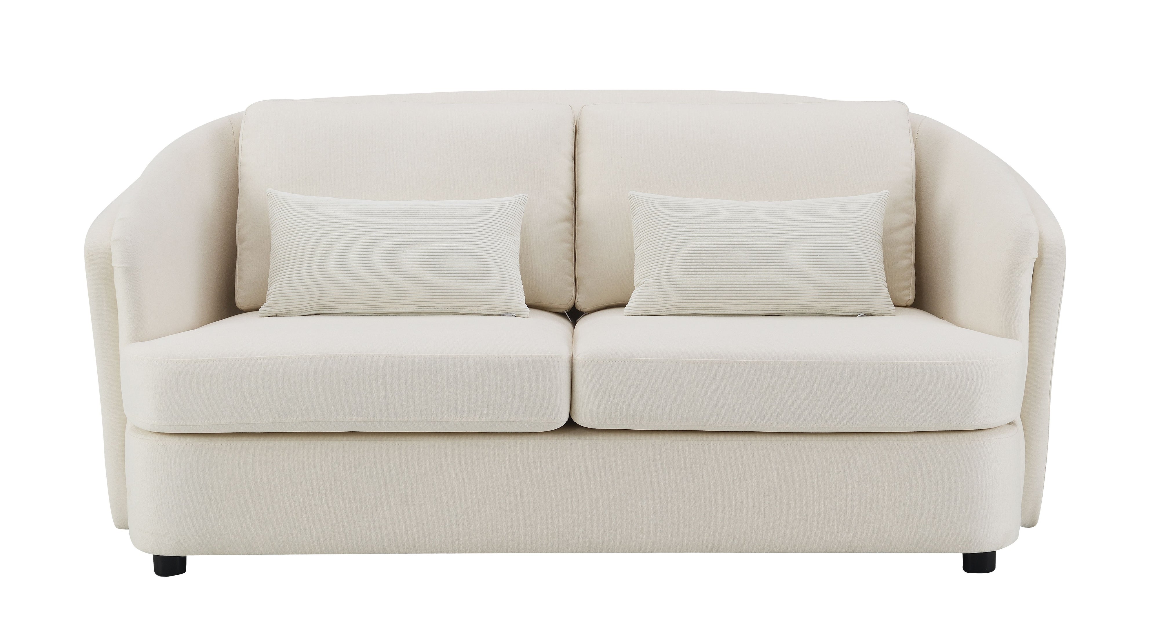 Mariko - Linen Loveseat With 2 Toss Pillows - Beige