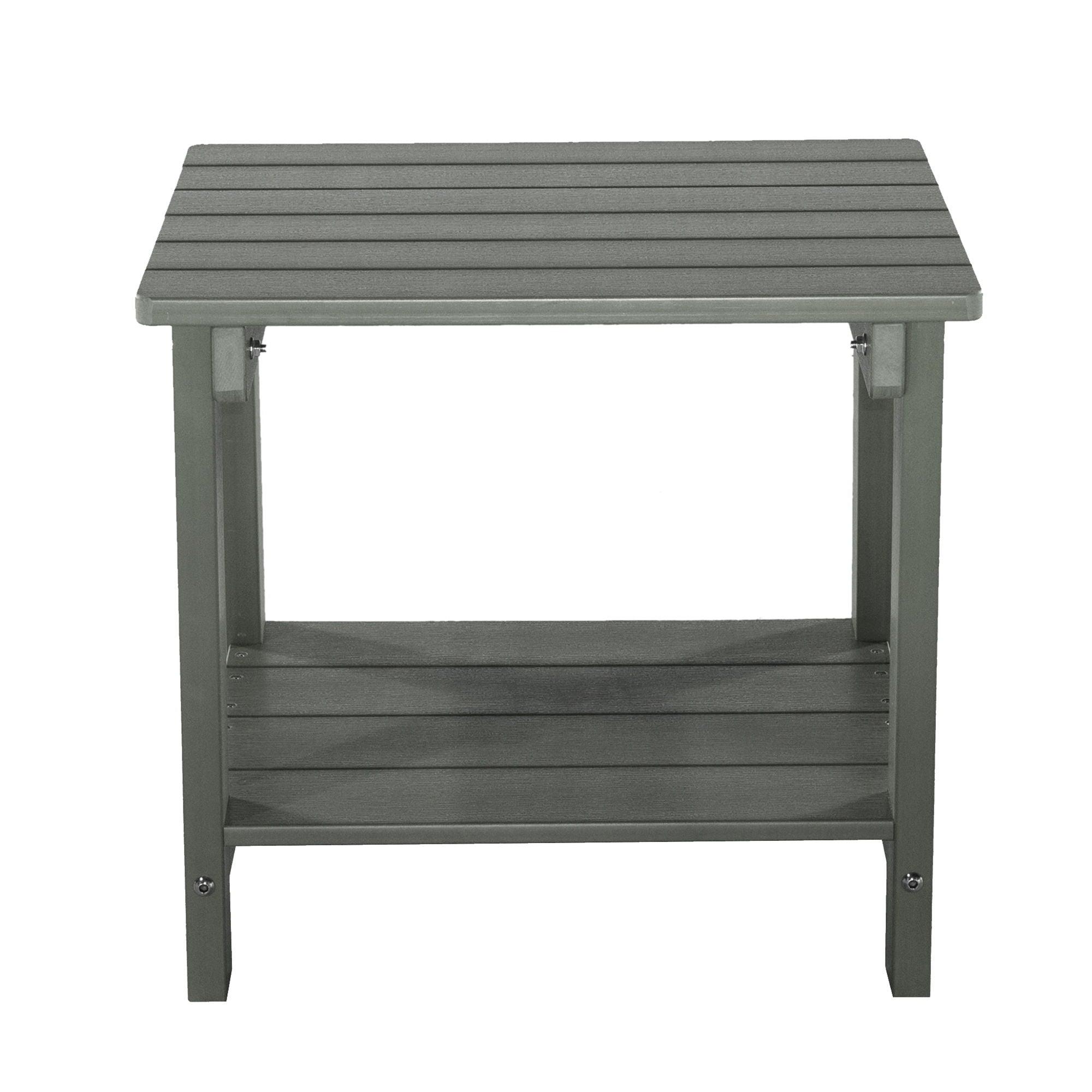 Key West - Weather Resistant Outdoor Indoor Plastic Wood End Table, Patio Rectangular Side Table - Gray