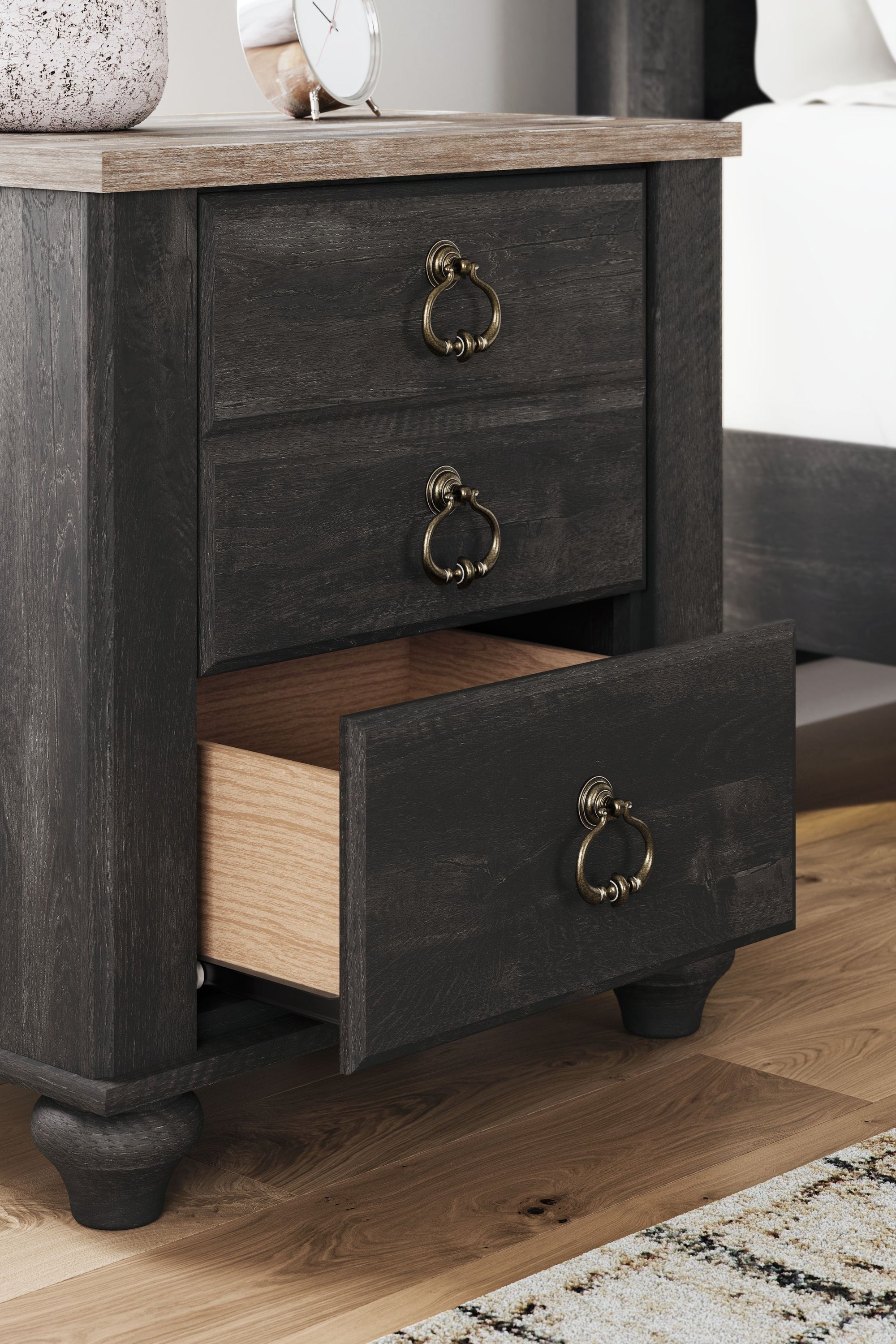 Nanforth - Two-tone - Two Drawer Night Stand