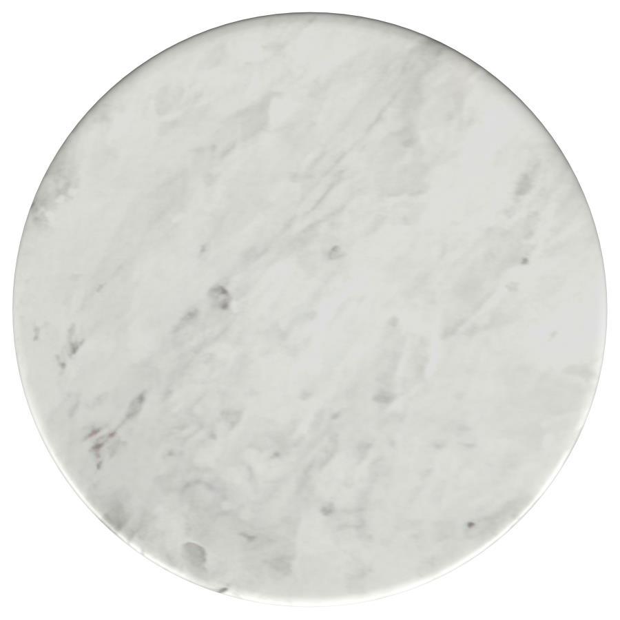 Berkeley - Round Marble Top Side Table - White And Brown by Coaster Fine Furniture | Bel Furniture