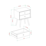 Mid Century Modern Double Drawer Nightstand - Caramel by Walker Edison | Bel Furniture