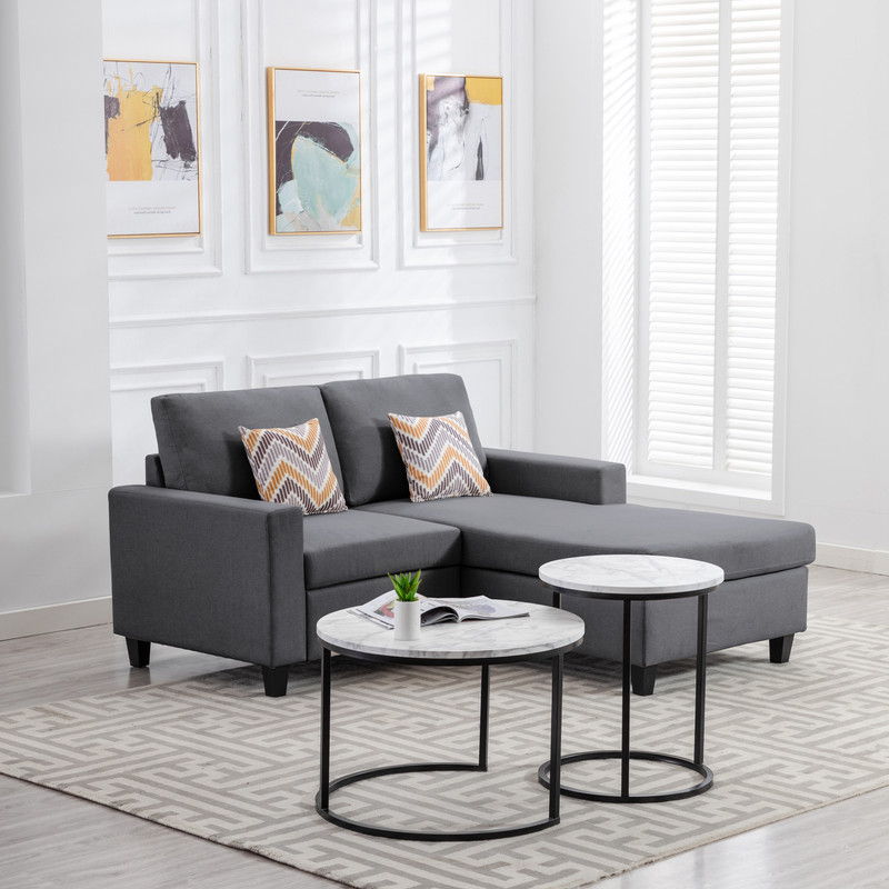 Nolan - Fabric 2-Seater Reversible Sofa With Pillows And Interchangeable Legs