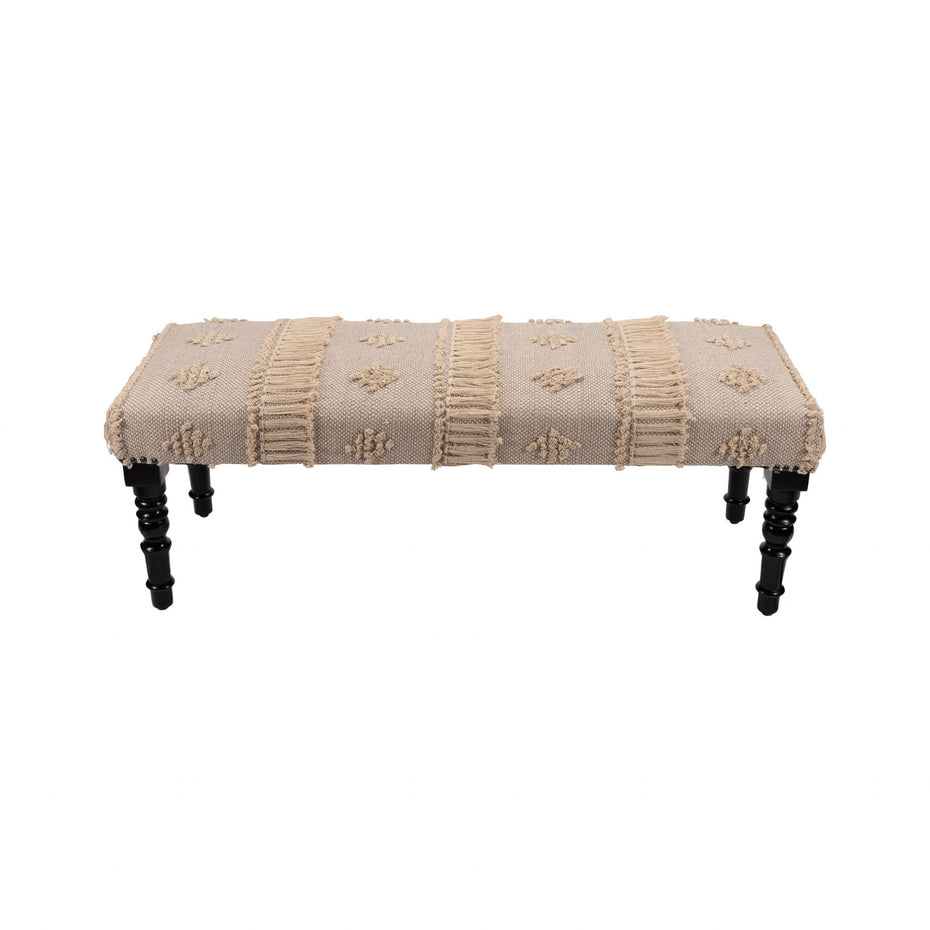 Leg Abstract Stripe And Dot Upholstery Bench - Cream / Black