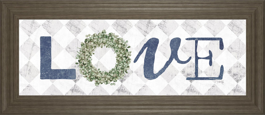 18x42 Love With Eucalyptus Wreath I By Marla Rae - Light Blue