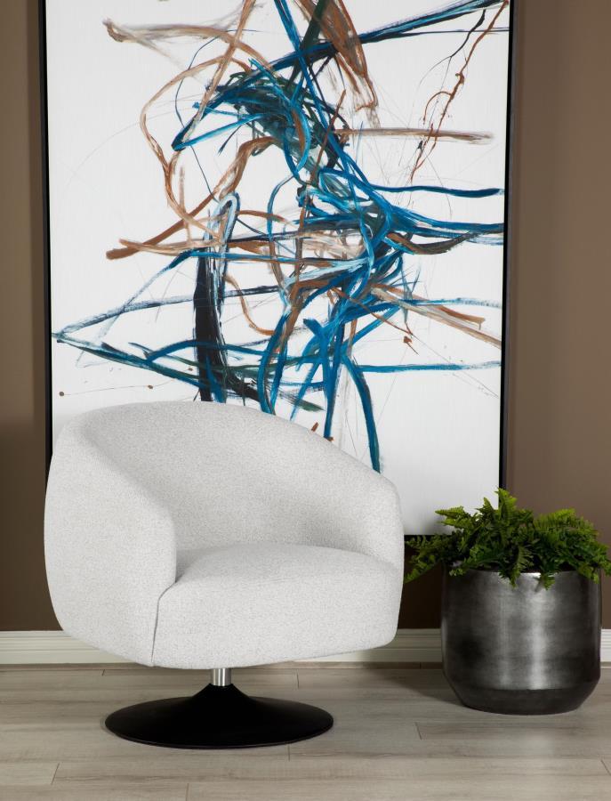 Dave - Upholstered Barrel Back Swivel Club Chair - Beige by CoasterElevations | Bel Furniture