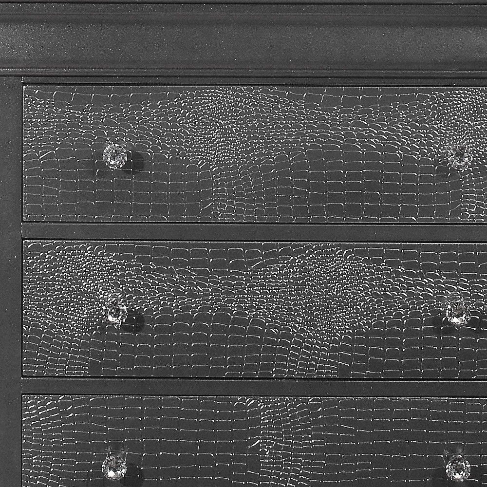 Solid Wood Five Drawer Chest - Metallic Gray