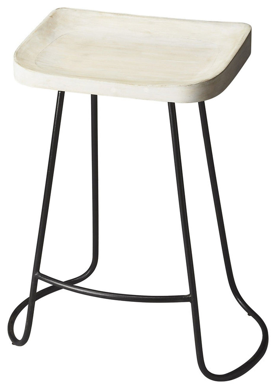 And Iron Backless Counter Height Bar Chair - Off White / Black