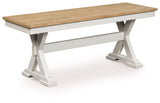 Purlaney - Antique White / Natural - Large Dining Room Bench by Signature Design by Ashley® | Bel Furniture