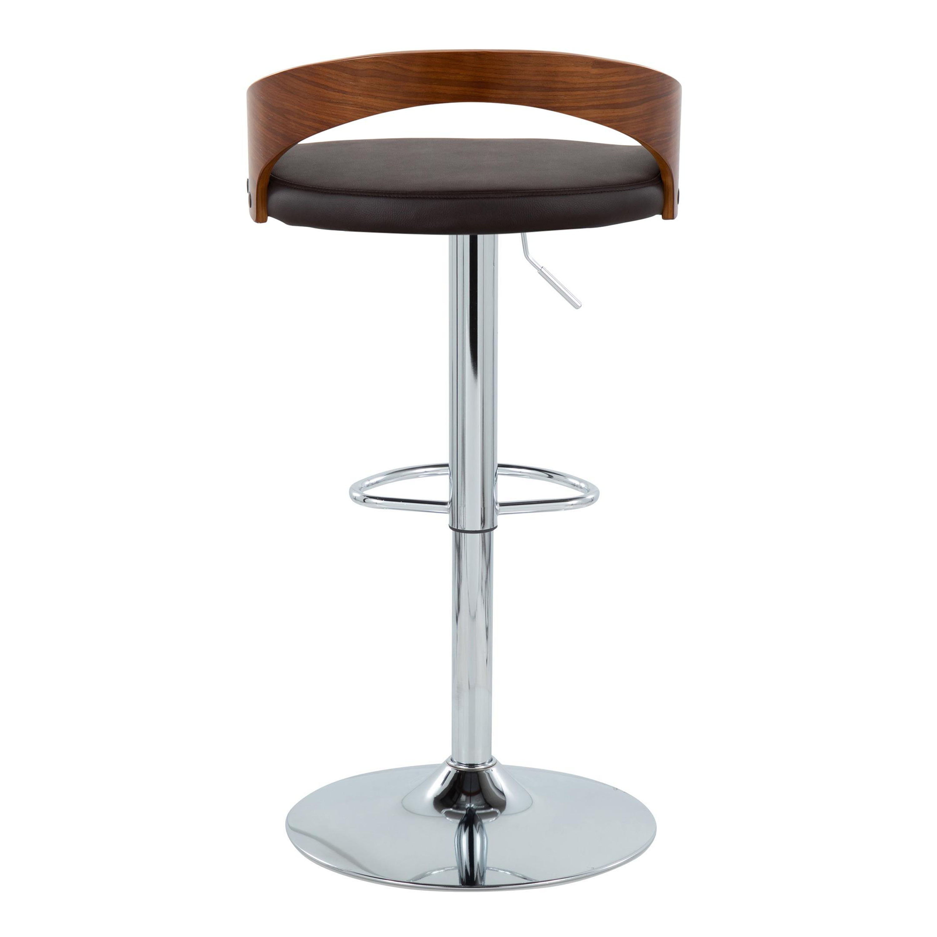 Grotto - Mid Century Modern Adjustable Height Barstool, Swivel With Oval Footrest (Set of 2)