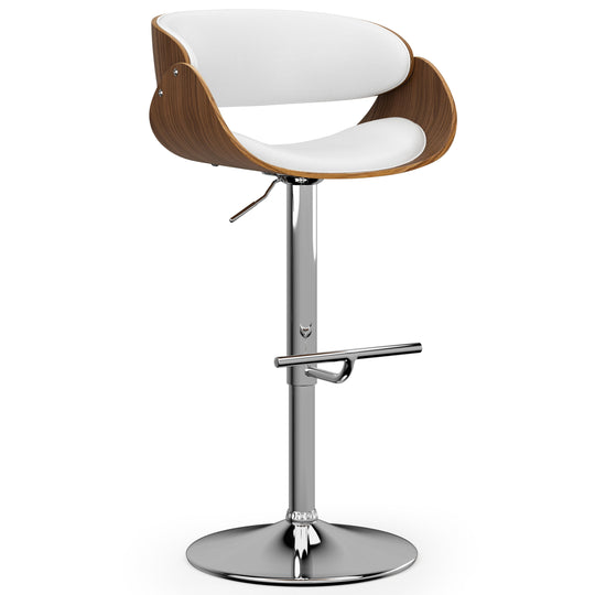 Amery - Mid Century Modern Adjustable Swivel Bar Stool White by Simpli-Home | Bel Furniture