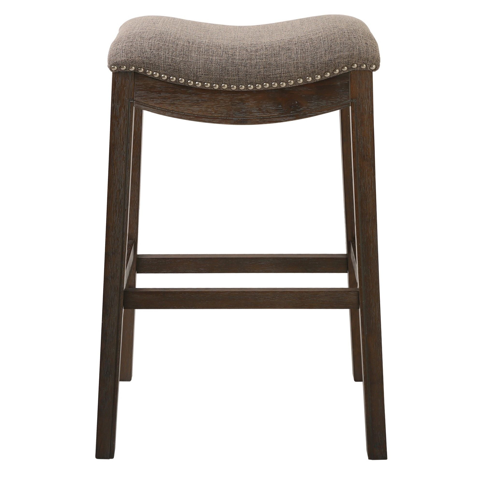 Solid Wood Backless Bar Height Bar Chair - Taupe / Brown