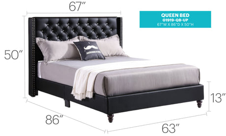 Upholstered Nailhead Trim Chic Bed - view 50