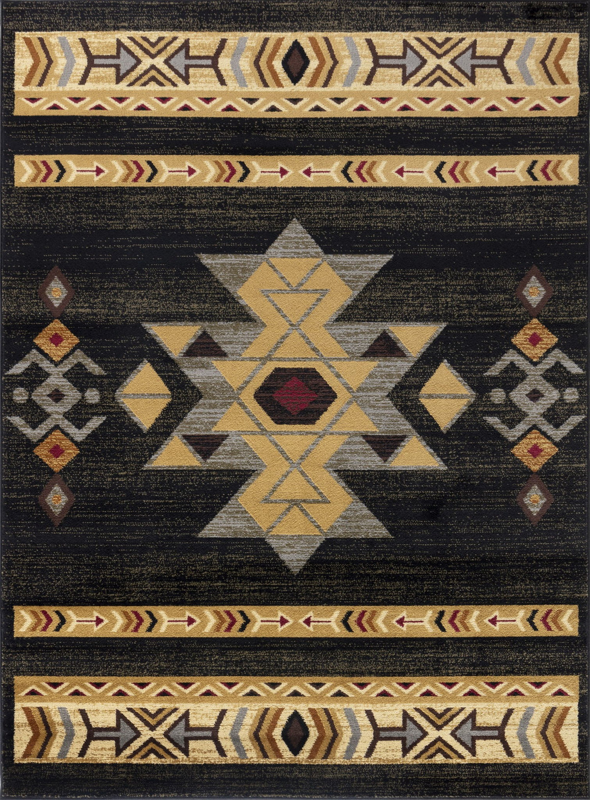 Tribes - GC_YLS4004 Southwest Area Rug Black by Icona Home Decor | Bel Furniture