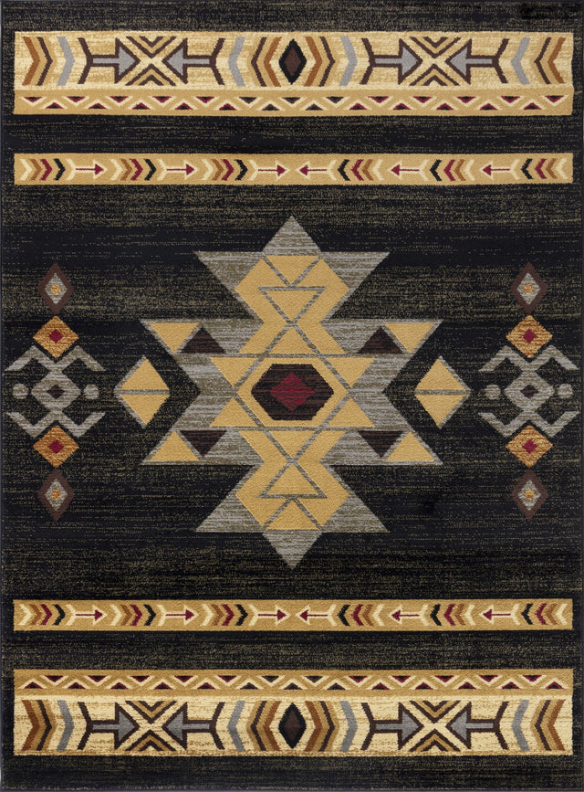 Tribes - GC_YLS4004 Southwest Area Rug Black by Icona Home Decor | Bel Furniture
