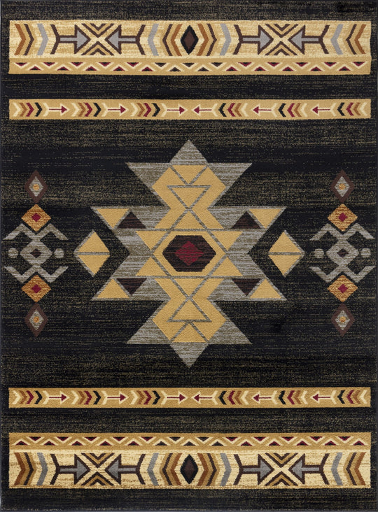 Tribes - GC_YLS4004 Southwest Area Rug Black by Icona Home Decor | Bel Furniture