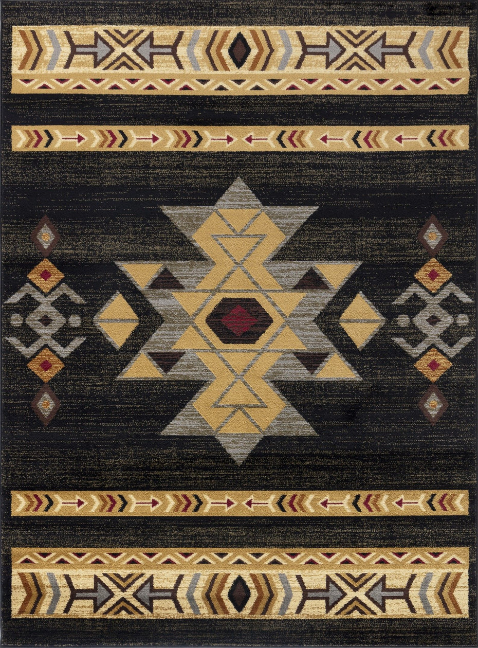 Tribes - 5'3" X 7'3" Southwest Area Rug - Black