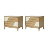Japandi 2 Drawer Nightstand With Geometric Design