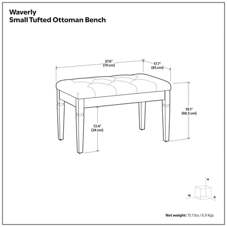 Waverly - Upholstered Tufted Ottoman Bench - view 26