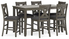 Caitbrook - Rect Drm Counter Table Set (Set of 7) - Gray