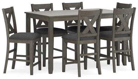 Caitbrook - Gray - Rect Drm Counter Table Set (Set of 7) by Signature Design by Ashley® | Bel Furniture