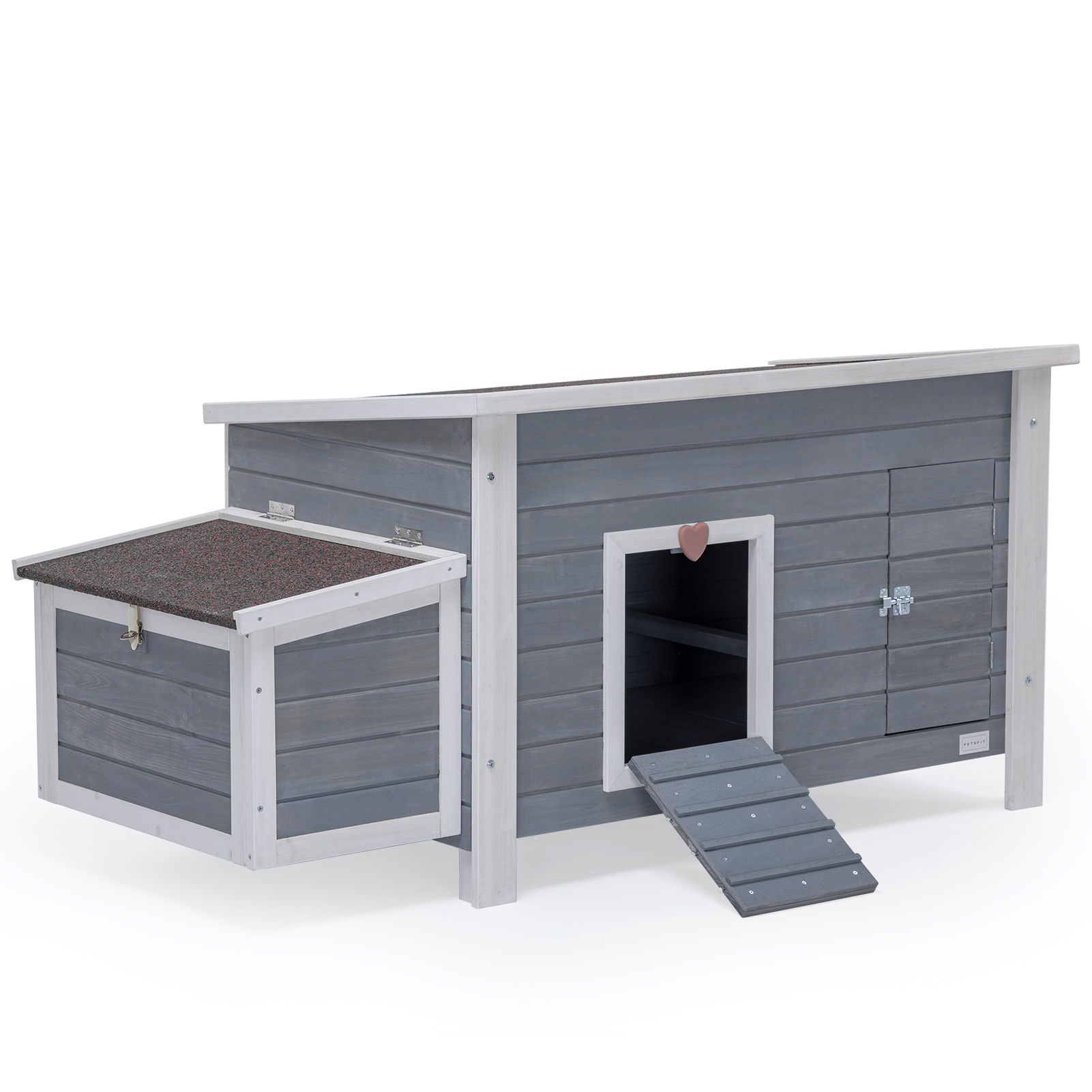 Large Wooden Chicken Coop With Perches And Nesting Box, Weatherproof Chicken / Rabbit / Duck House - Gray