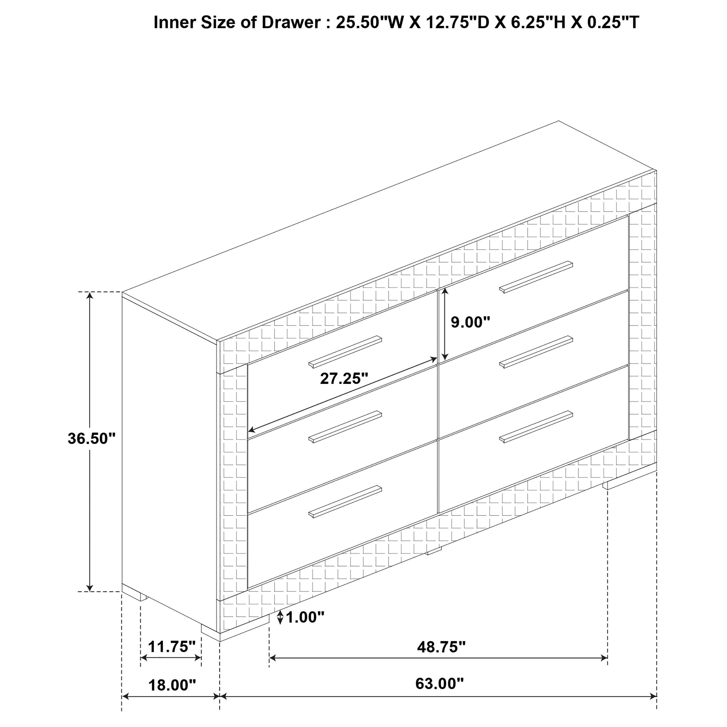 Ives - 6-Drawer Dresser Cabinet - White High Gloss