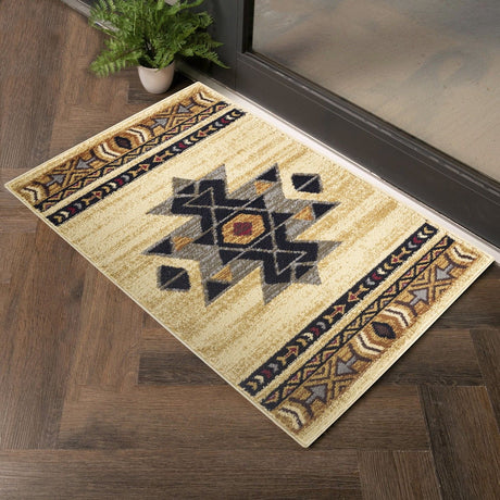 Tribes - 5'3" X 7'3" Southwest Area Rug Polypropylene - Cream by Icona Home Decor | Bel Furniture
