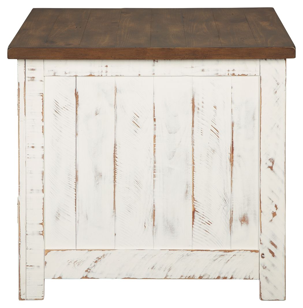 Wystfield - White / Brown - Rectangular End Table - 2 Doors by Signature Design by Ashley® | Bel Furniture