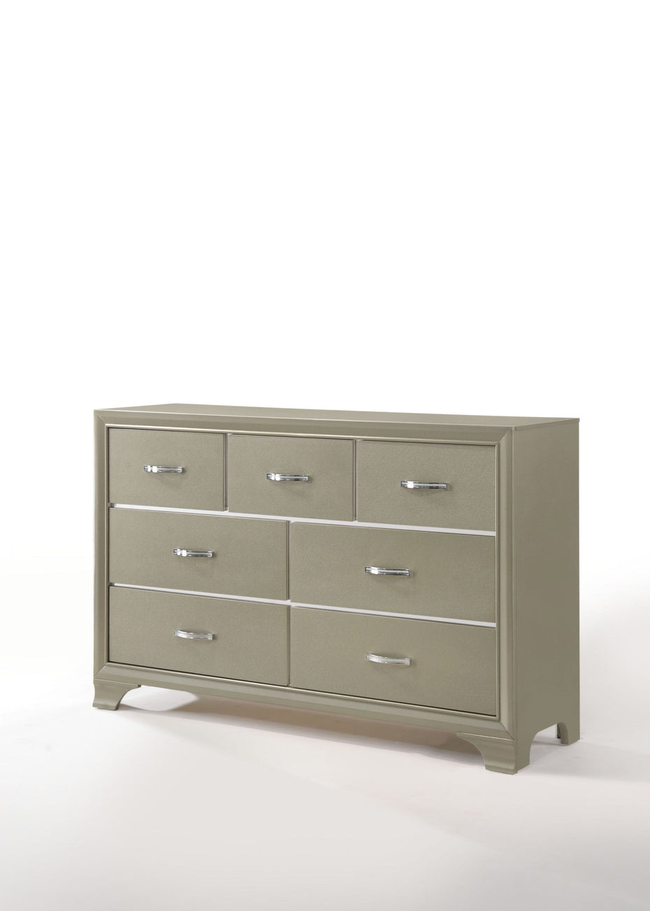 Solid Wood Seven Drawer Triple Dresser - Champagne