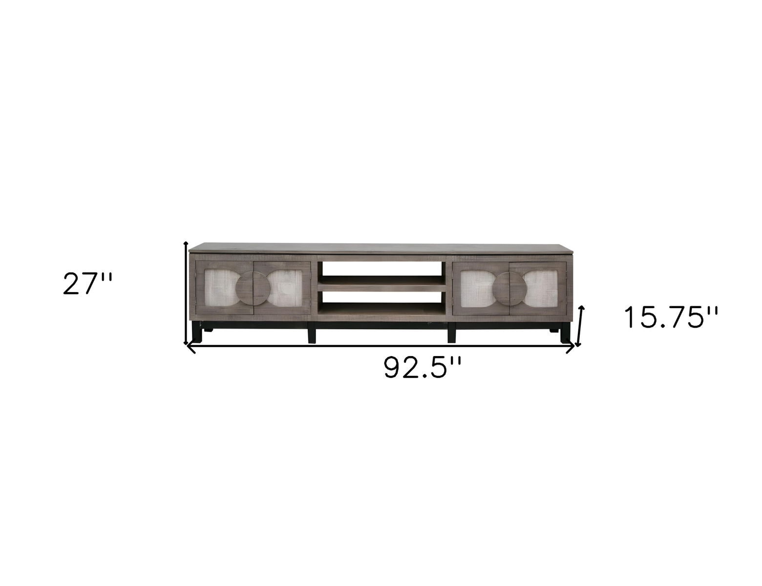 Solid Wood Cabinet Enclosed Storage Distressed TV Stand - Gray