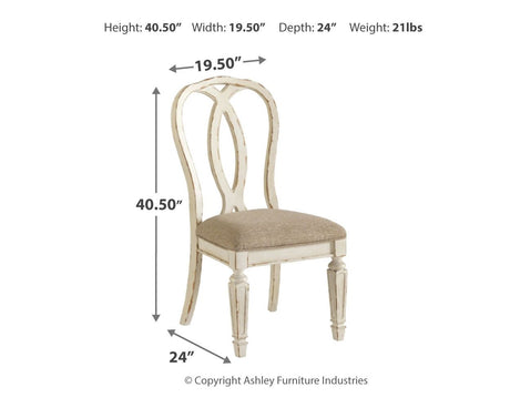 Realyn - Chipped White - Dining UPH Side Chair (Set of 2) - Ribbonback by Signature Design by Ashley® | Bel Furniture