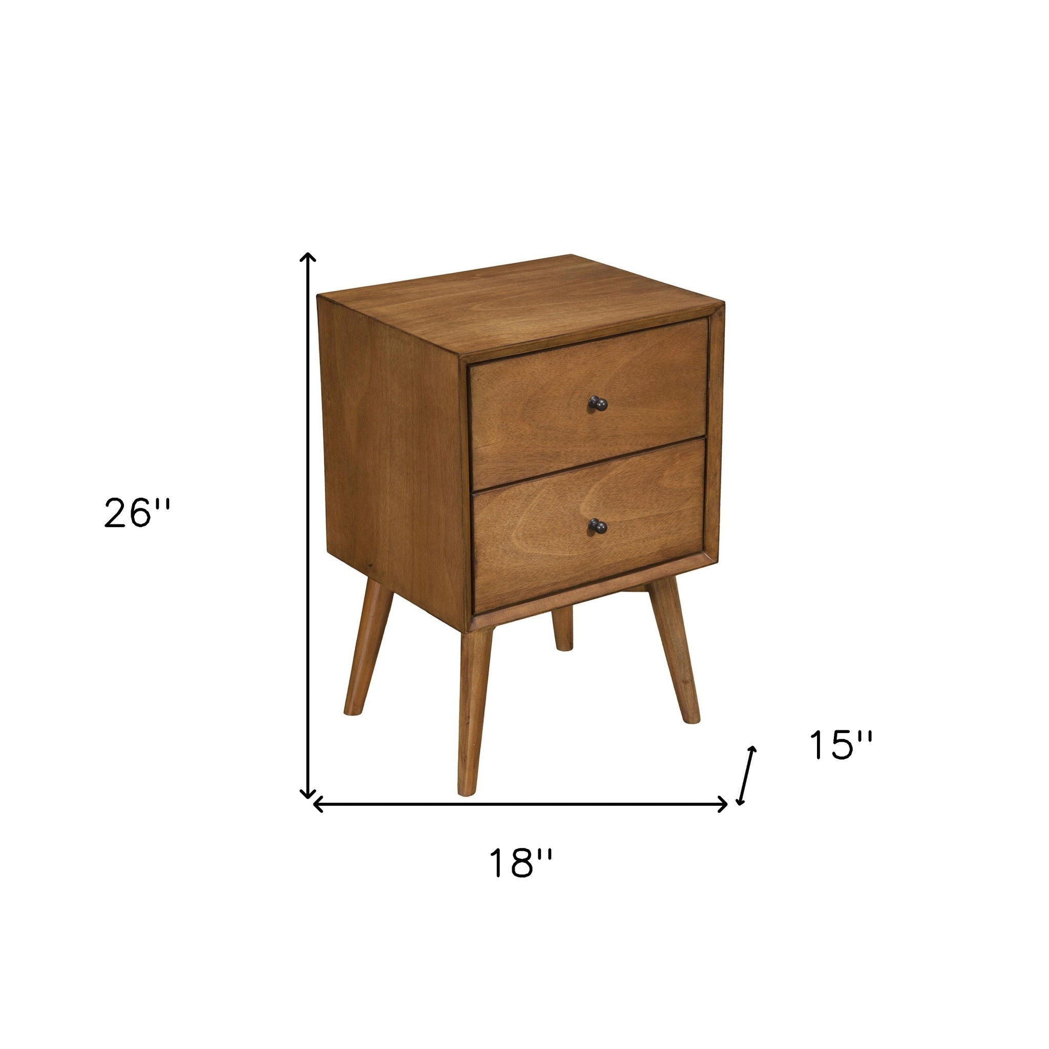 Century Modern Wood 2 Drawer Nightstand - Brown