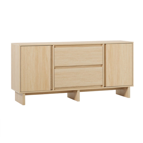Scandi - Sideboard With Beveled Drawers Light Brown by Walker Edison | Bel Furniture