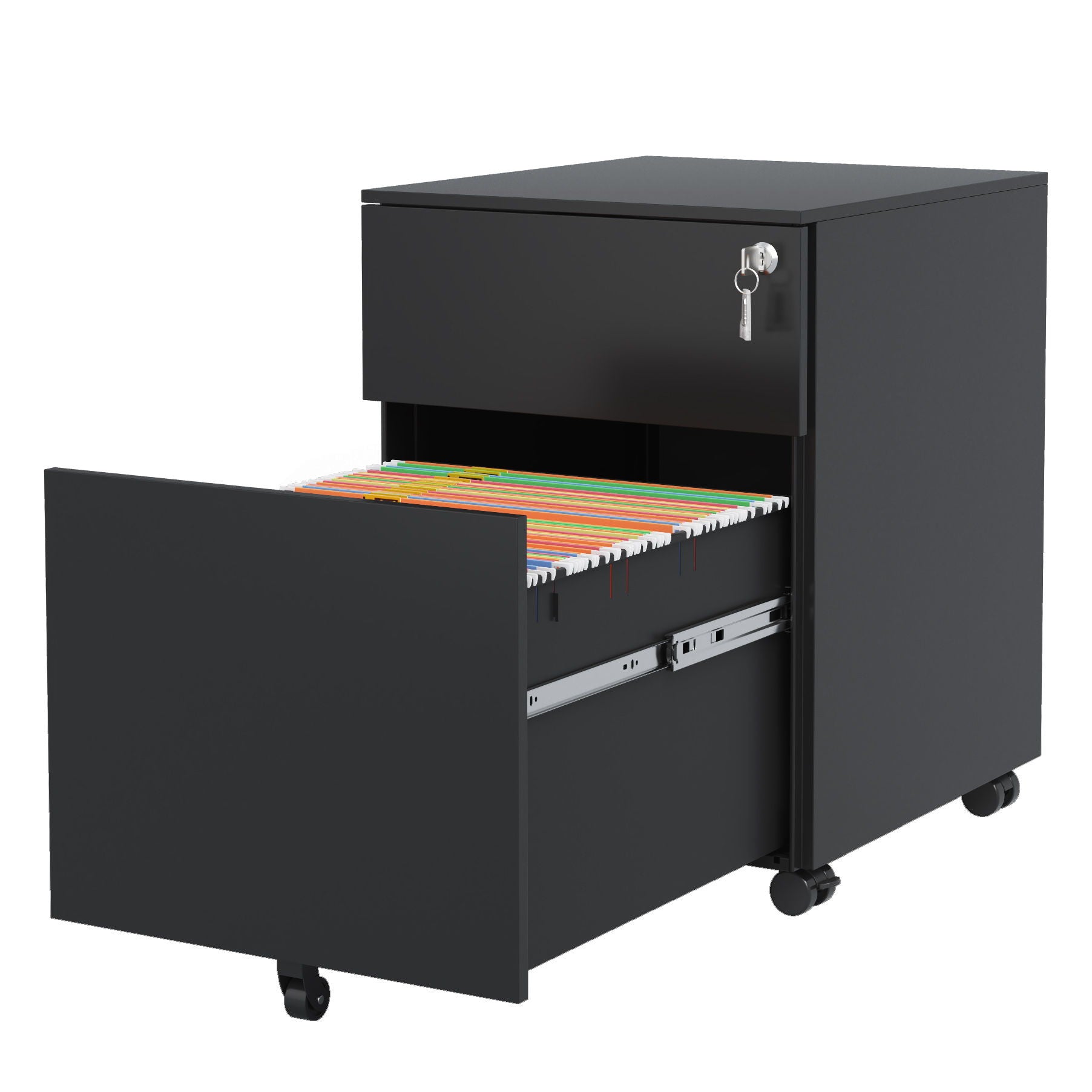 2 Drawer Mobile File Cabinet With Lock Steel File Cabinet For Legal / Letter / A4 / F4 Size / Home / Office Design