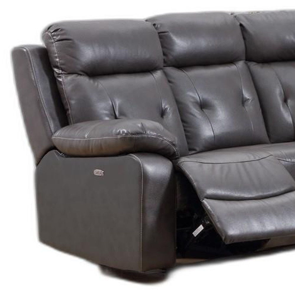 Polyester Blend Power Reclining U Shaped Three Piece Corner Sectional - Dark Gray