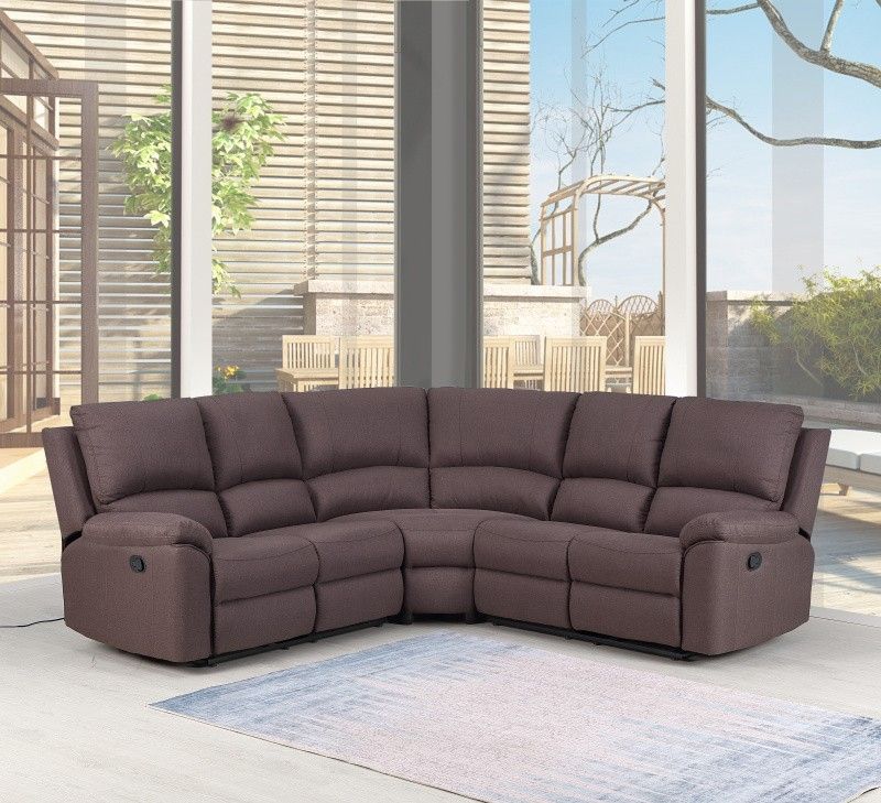 Polyester Blend Reclining U Shaped Three Piece Corner Sectional - Brown