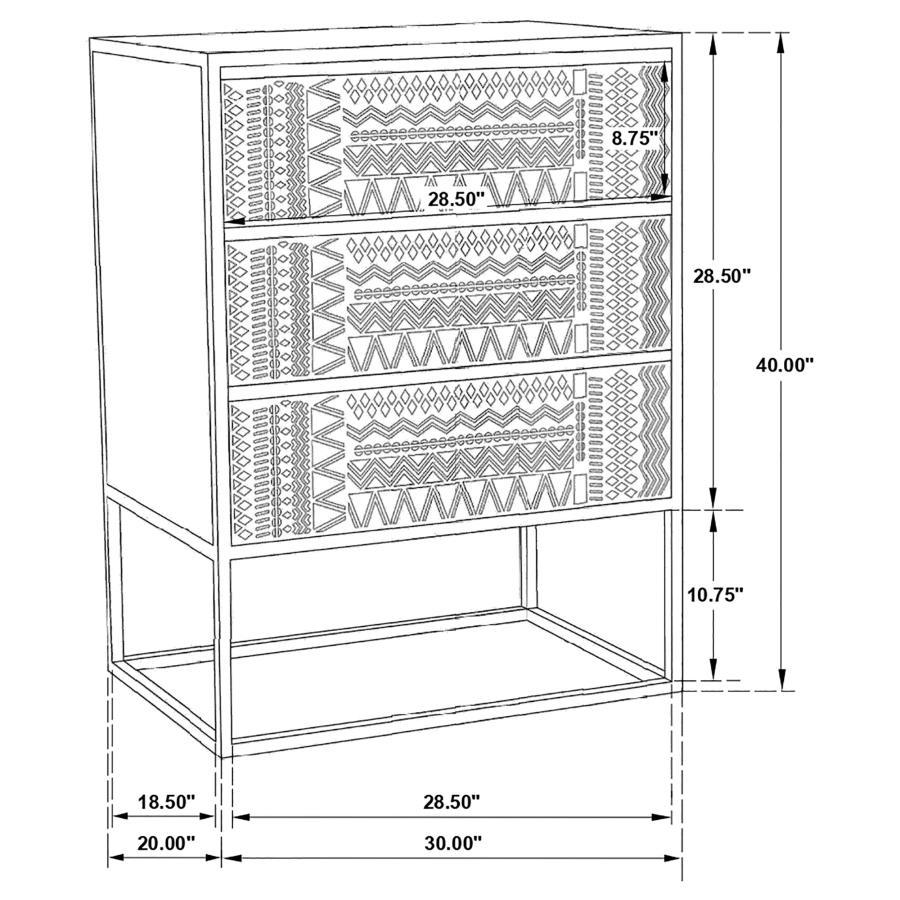 Alcoa - 3-Drawer Multi-Purpose Tall Accent Cabinet - Black