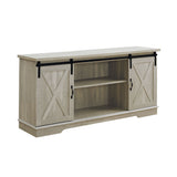 Farmhouse Sliding X Barn Door TV Stand Gray 28"W x 58"D x 15.5"H by Walker Edison | Bel Furniture