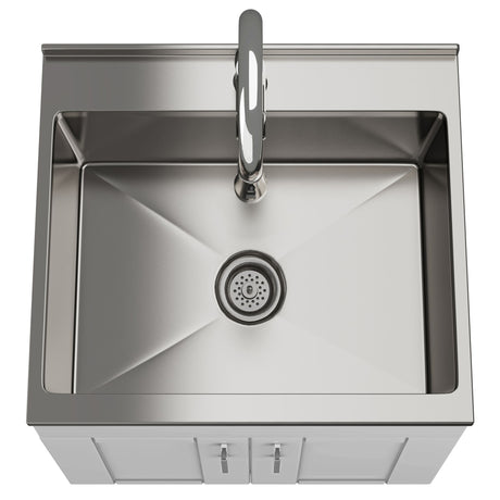 Shaker - Modern Wide, Laundry Cabinet With Faucet And Stainless Steel Sink - view 18