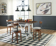 Valebeck - Counter Height Table Set White 5 Pc. - Rectangular Dining Room Counter Table, 4 Upholstered Swivel Barstools by Signature Design by Ashley® | Bel Furniture