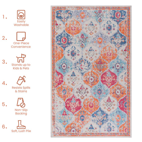 Maval - 6' X 9' Washable Area Rug - Cream - view 8