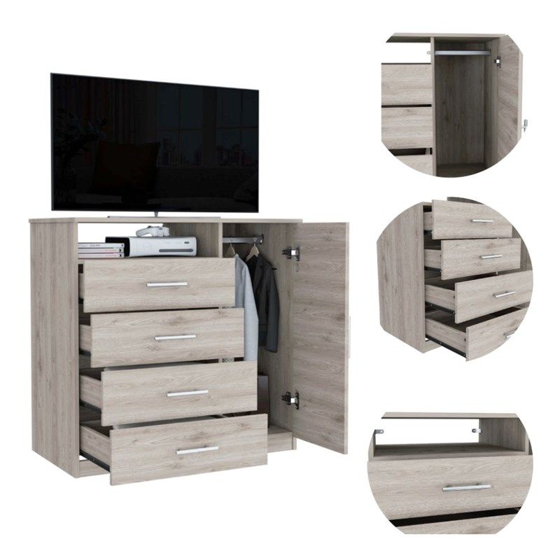 Four Drawer Combo Dresser - Light Gray