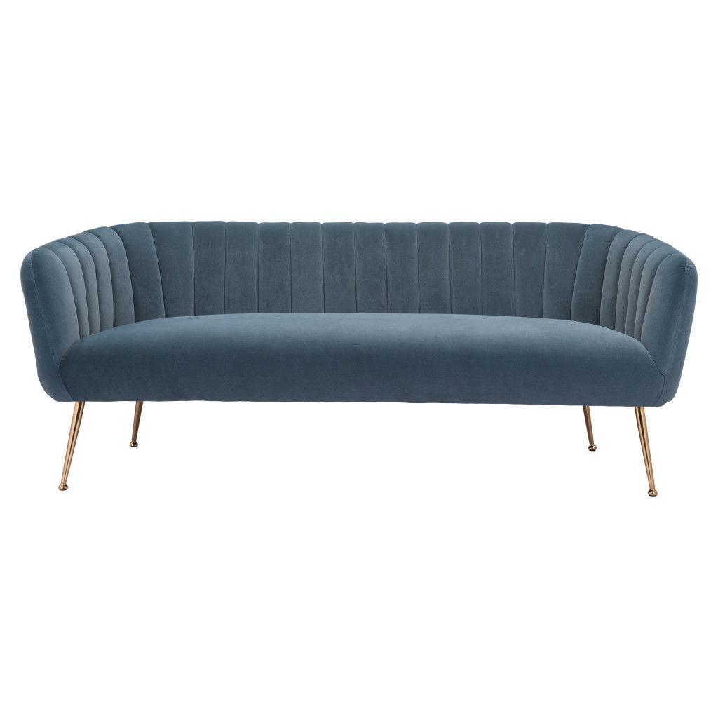 Velvet Sofa With Gold Legs - Gray