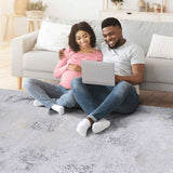 Maval - 6' X 9' Washable Area Rug - Gray / Gold