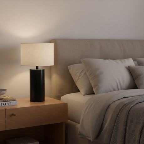 Aura - Table Lamp With On / Off Switch Block Base - Black / White - view 7
