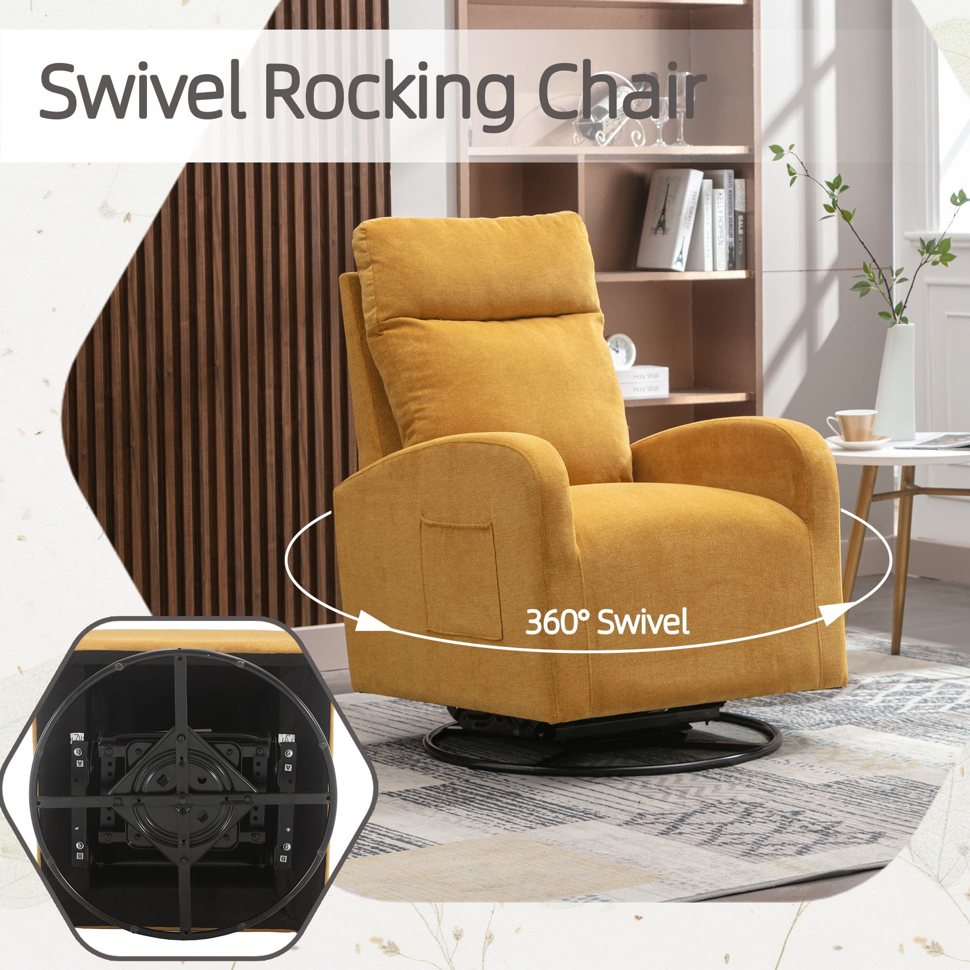 Jiada - Upholstered Swivel Glider Rocking Chair For Nursery Modern Style One Left Bag