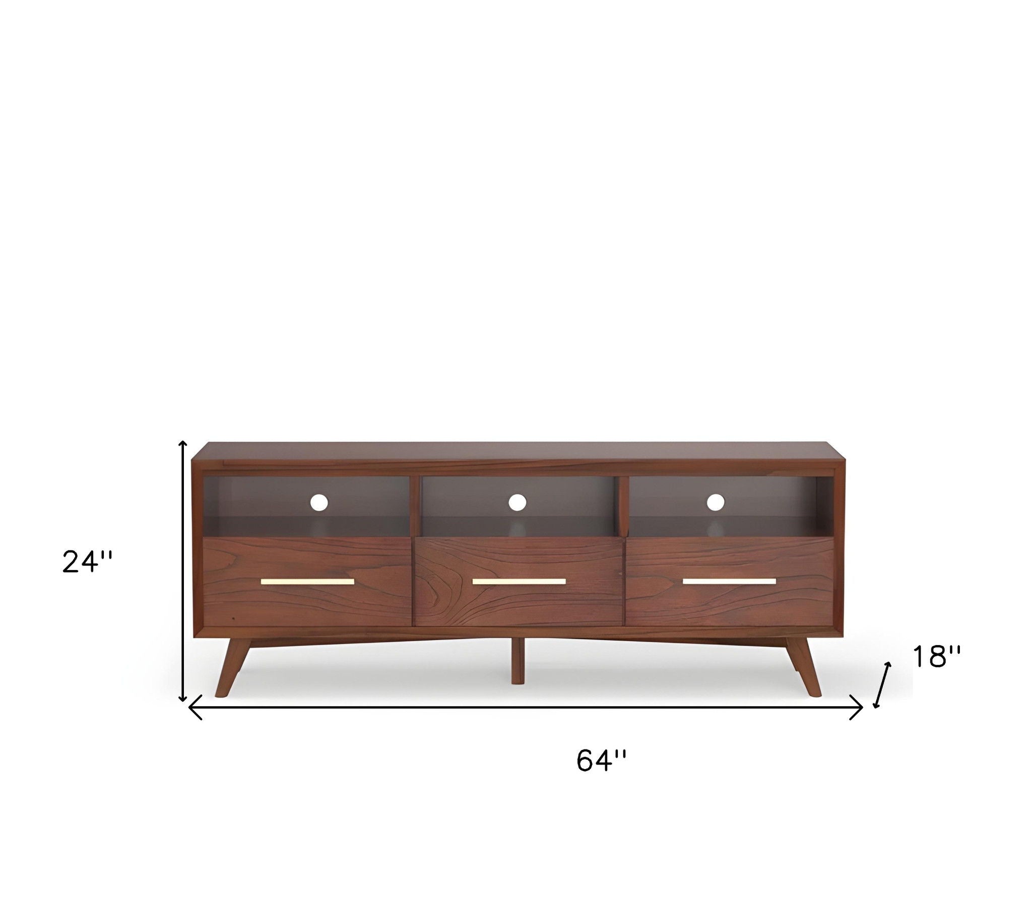 Mahogany Solids & Veneer Open Shelving TV Stand - Brown