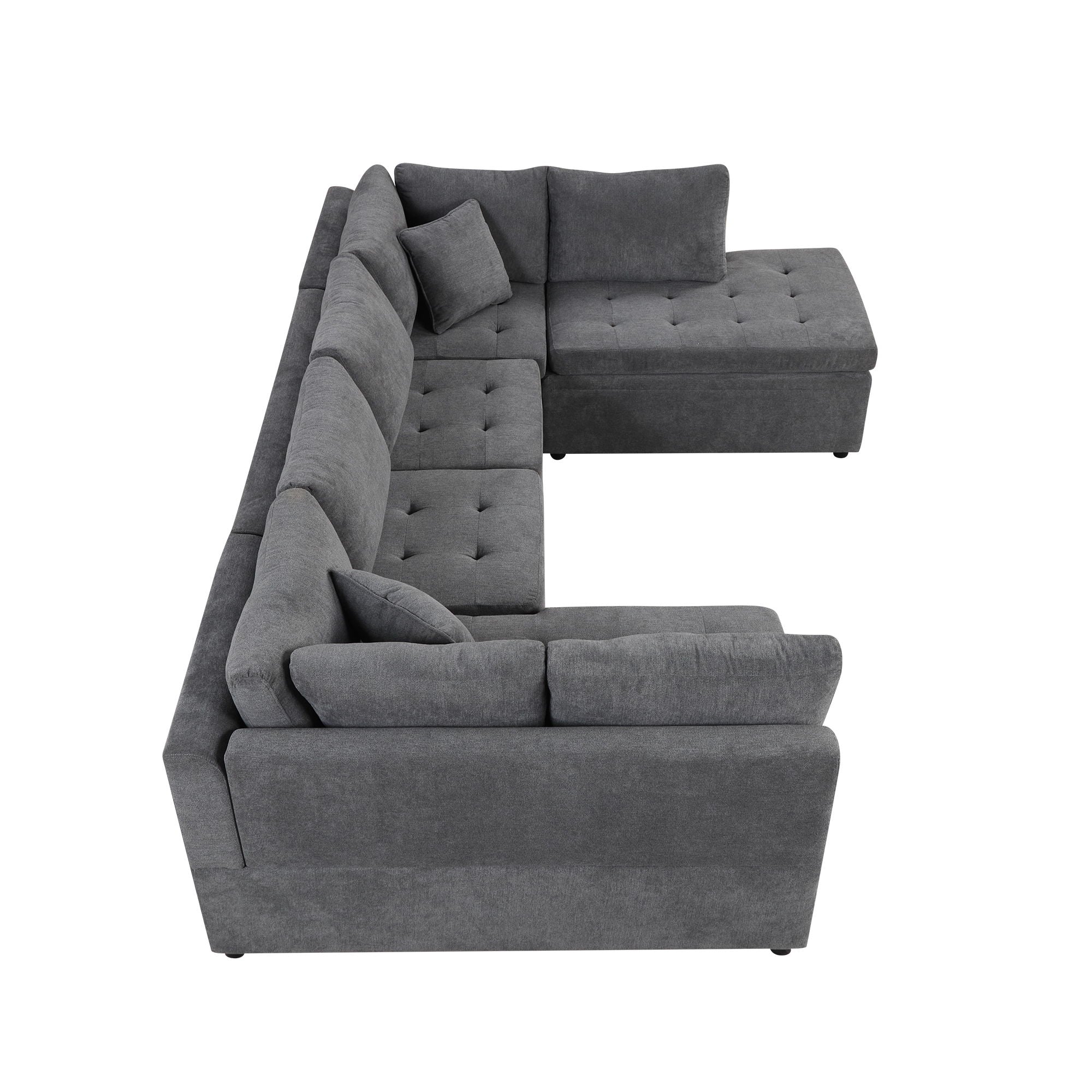 Oversized Sectional Sofa U-Shaped Sofa Couch Pull-Out Sofa Bed With Two Throw Pillows For Living Room