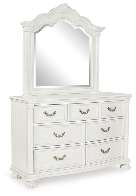 Montelaine - Antique White - Dresser And Mirror by Benchcraft® | Bel Furniture