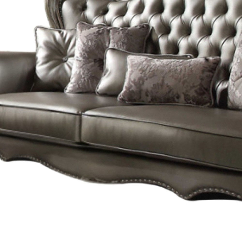 Velvet Curved Sofa And Toss Pillows - Platinum